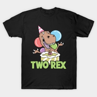 Second 2nd Birthday Two Rex T-Rex Dinosaur Dino T-Shirt